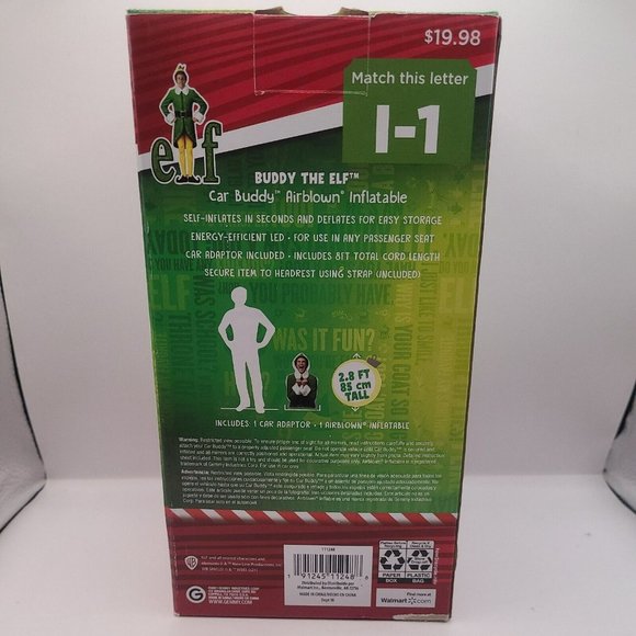 Buddy The Elf Car Buddy Airblown Inflatable 2.8FT Lights Up Car Adapter Included - Picture 2 of 2